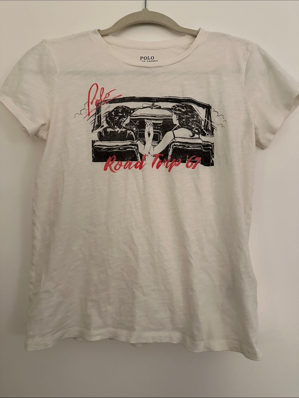 Polo by Ralph Lauren White / Cream ‘Road Trip 67' Graphic Tee - size Small